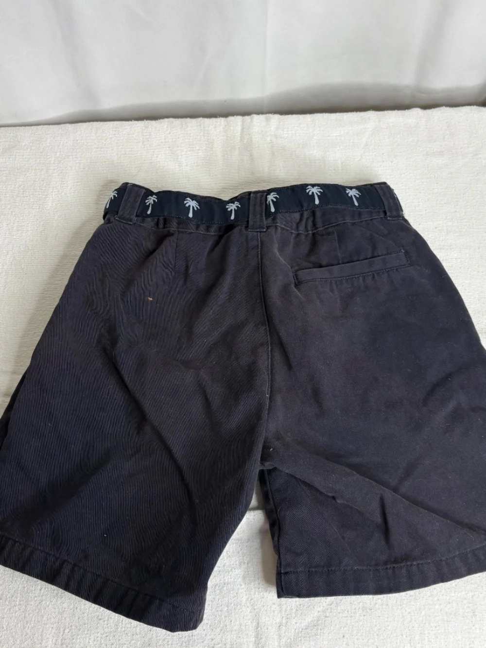 Y2K Gymboree Navy Blue Uniform Shorts Size 8 Adjustable Waist Palm Tree Belt Kid